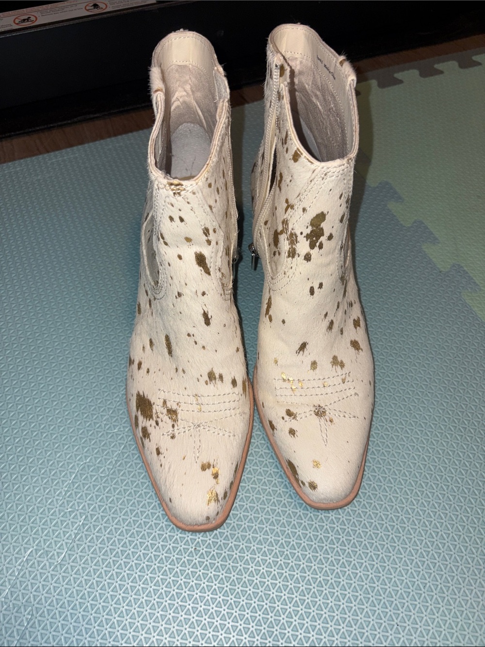 Dolce Vita White Ankle Boots with Gold Speckle